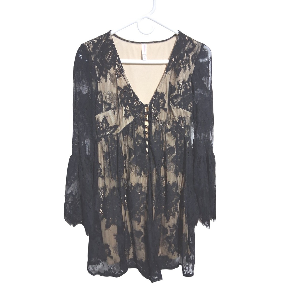 Y2k‎ Babydoll Bell Sleeve Lace Womens size Small Fairygoth Whimsygoth Mini Dress